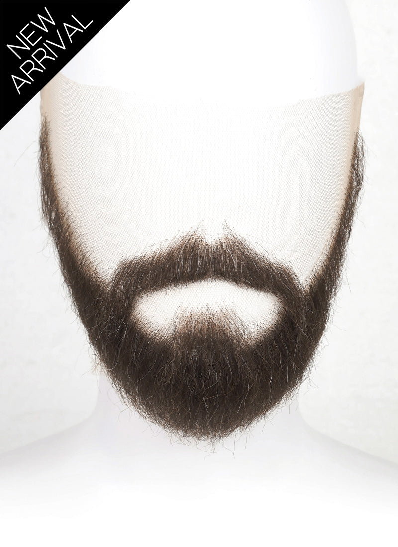 Alan Wake Handmade HD Lace Realistic Dark Brown Long Stubble Beard and Moustache Facial Hair Set MB071