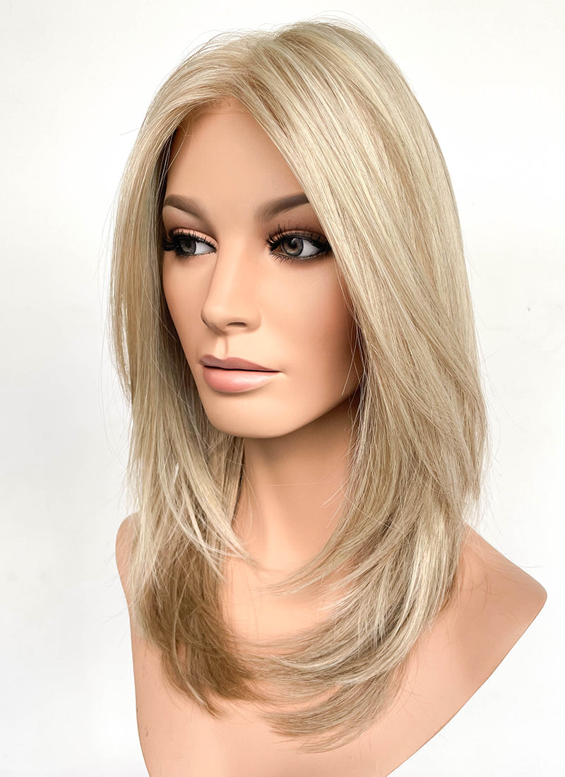 Mixed Blonde Straight Mono Top Bob Lace Wig MN006