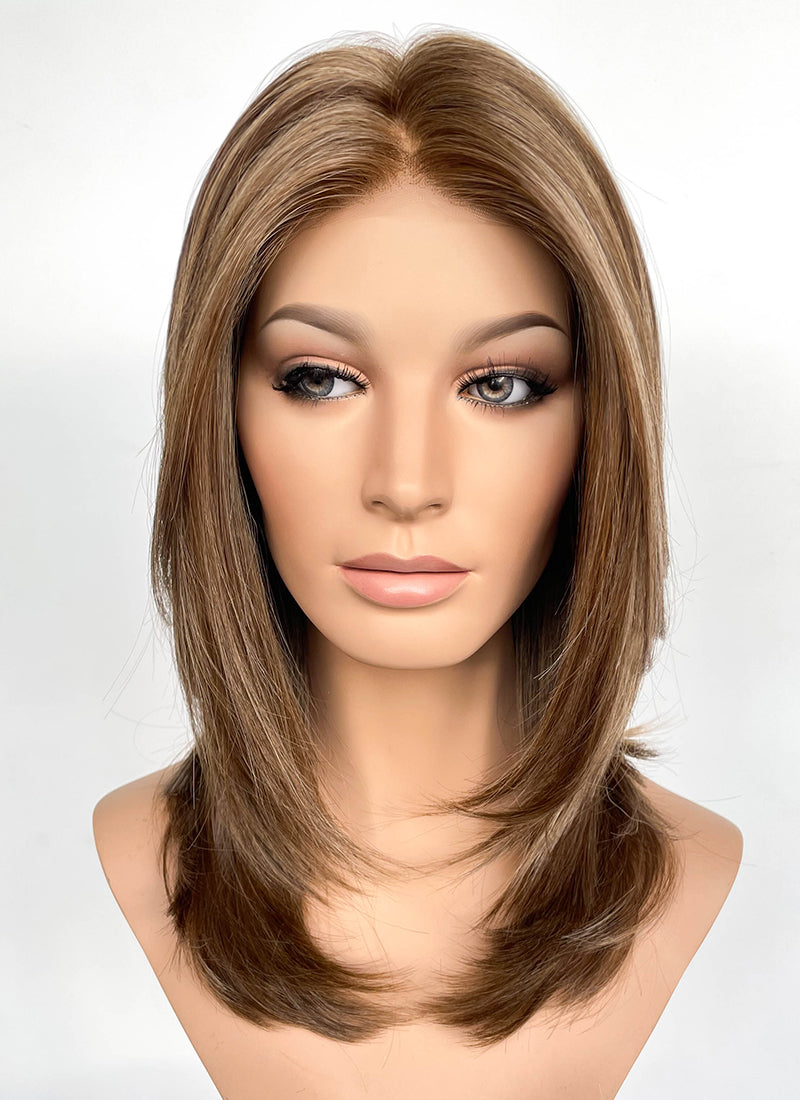Brunette Straight Mono Top Bob Lace Wig MN009