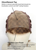 Brunette Straight Mono Top Bob Lace Wig MN009