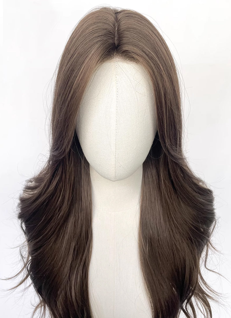 Ash Brown Wavy Synthetic Hair Wig NL070C