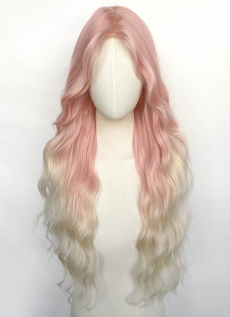 Pink Mixed Blonde Wavy Synthetic Hair Wig NLCS034