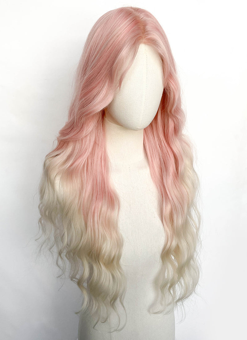 Pink Mixed Blonde Wavy Synthetic Hair Wig NLCS034