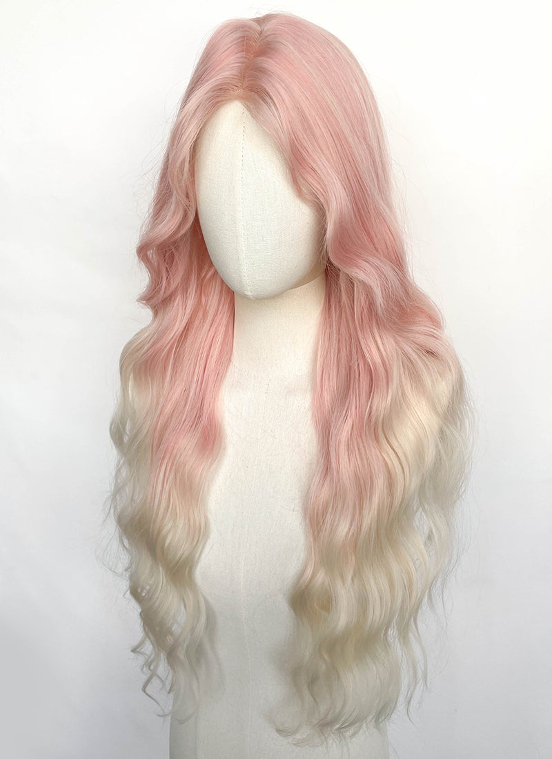 Pink Mixed Blonde Wavy Synthetic Hair Wig NLCS034