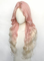 Pink Mixed Blonde Wavy Synthetic Hair Wig NLCS034