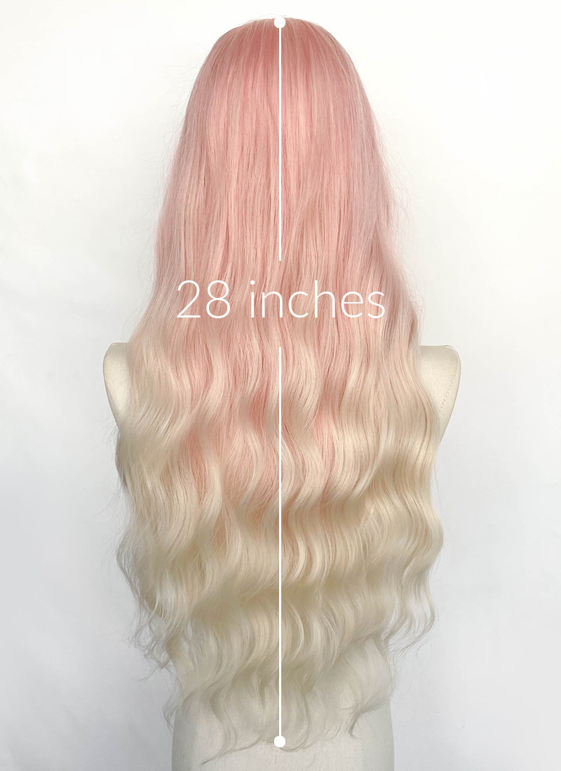 Pink Mixed Blonde Wavy Synthetic Hair Wig NLCS034