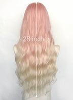 Pink Mixed Blonde Wavy Synthetic Hair Wig NLCS034