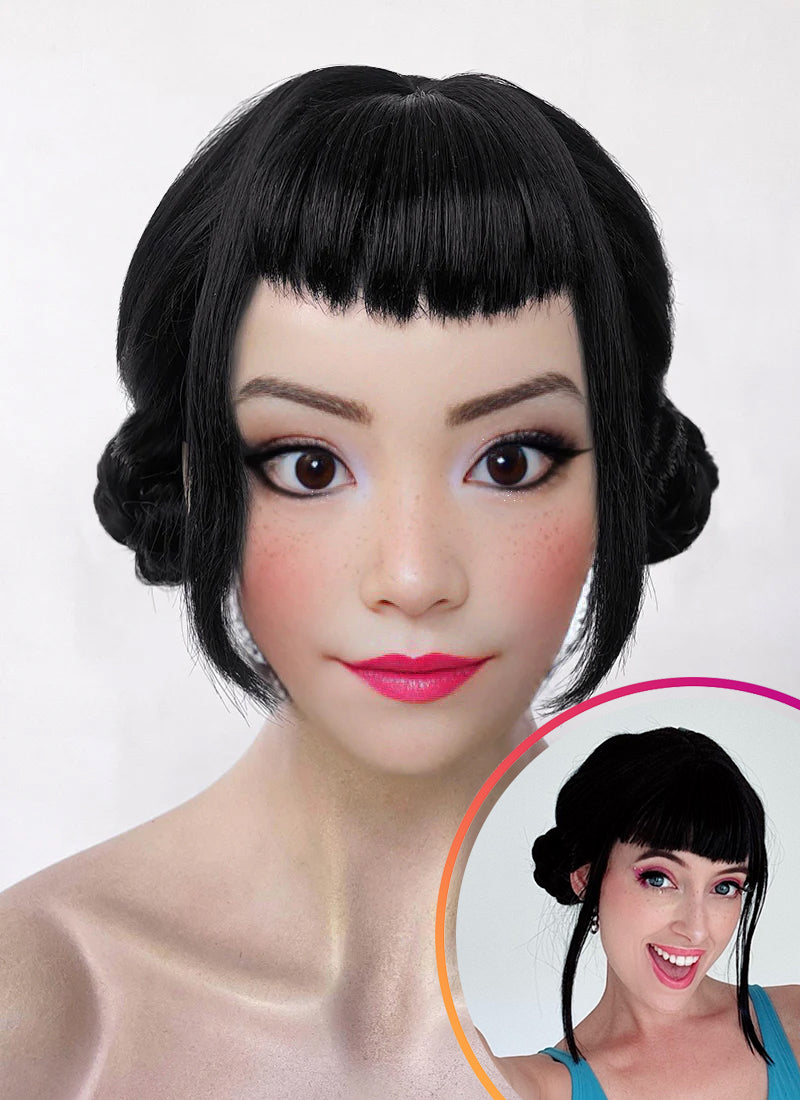 KPop Demon Hunters Zoey Jet Black Braided Synthetic Hair Wig NS2002