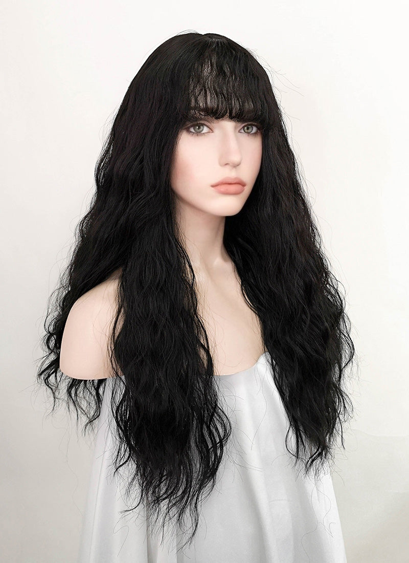 Black Wavy Synthetic Wig NS347
