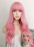 Pastel Pink Wavy Synthetic Hair Wig NS409