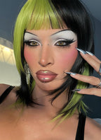 Black Mixed Green Straight Synthetic Hair Wig NS509