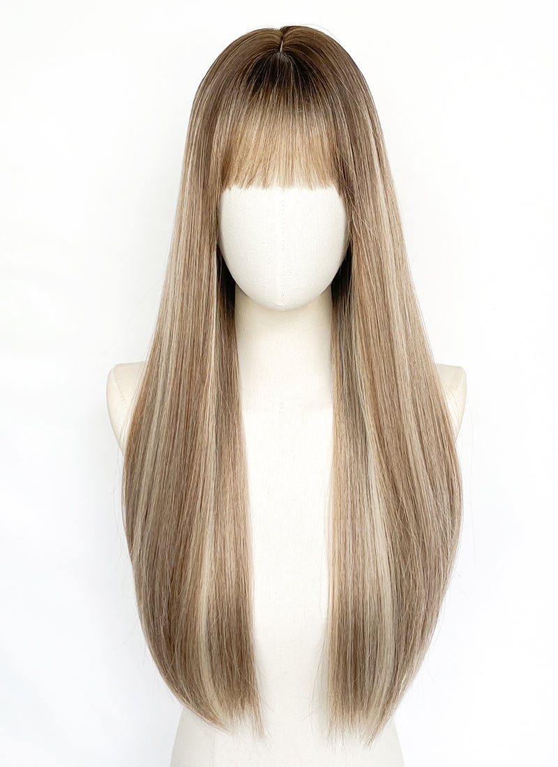 Disney Hannah Montana Brown With Blonde Highlights Straight Synthetic Hair Wig NS525