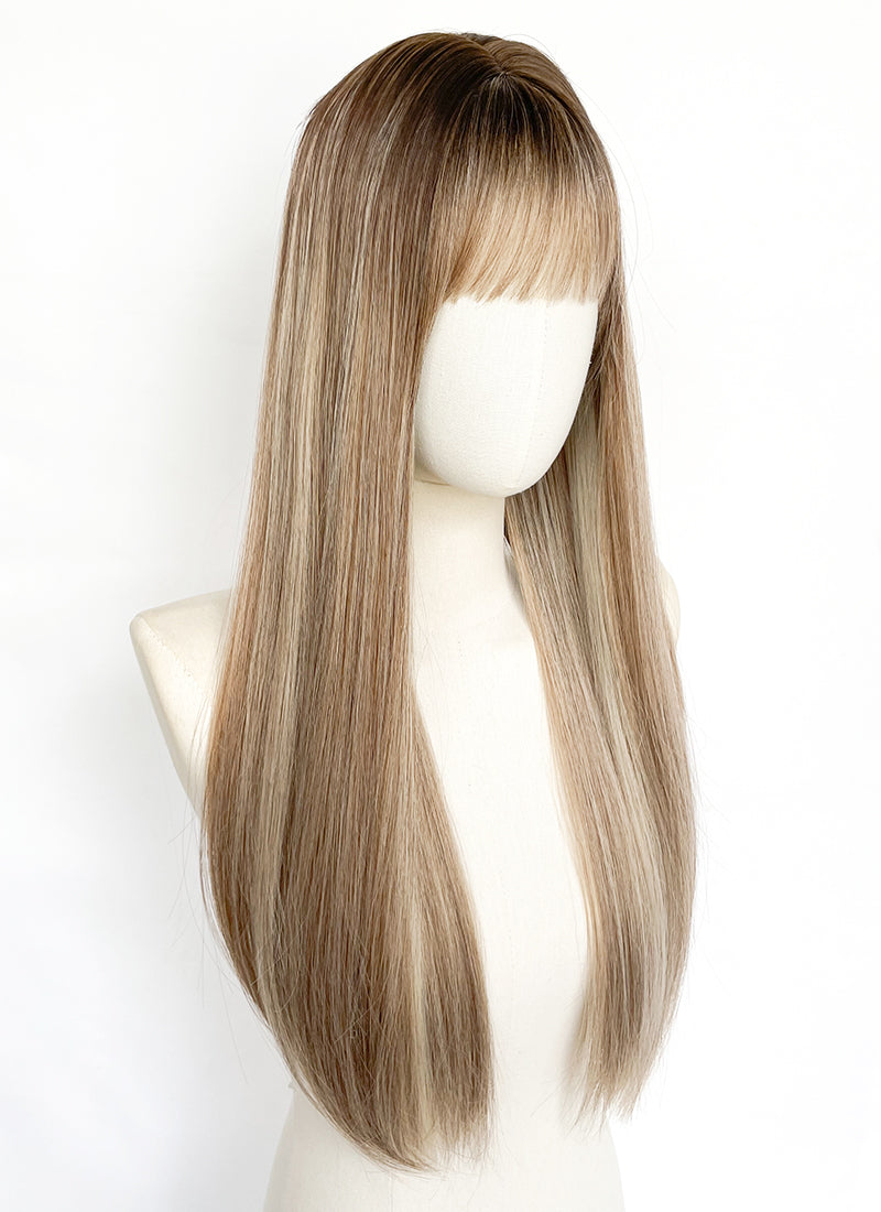 Disney Hannah Montana Brown With Blonde Highlights Straight Synthetic Hair Wig NS525