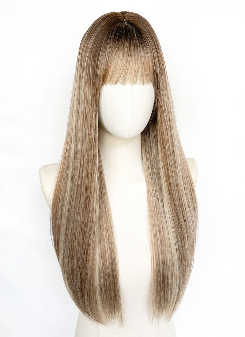 Disney Hannah Montana Brown With Blonde Highlights Straight Synthetic Hair Wig NS525