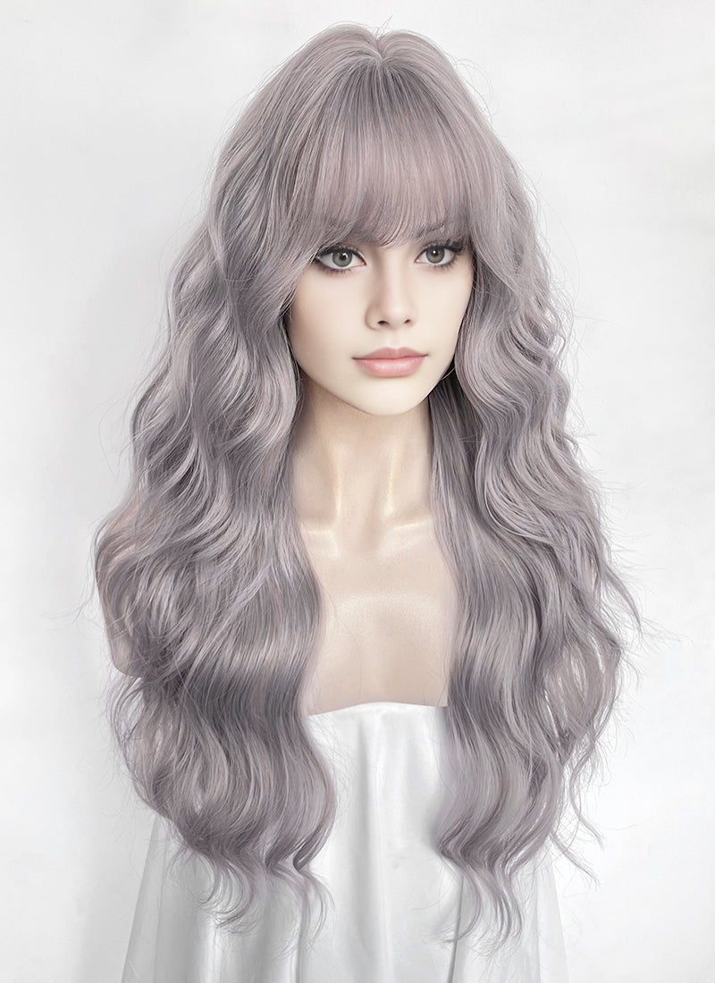 Silver Lilac Wavy Synthetic Hair Wig NS611