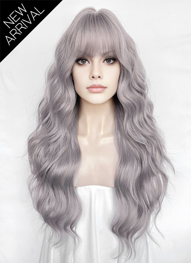 Silver Lilac Wavy Synthetic Hair Wig NS611