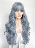 Pastel Blue Wavy Synthetic Hair Wig NS613