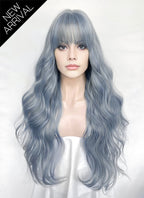 Pastel Blue Wavy Synthetic Hair Wig NS613