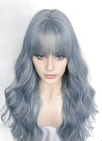 Pastel Blue Wavy Synthetic Hair Wig NS613