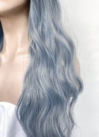 Pastel Blue Wavy Synthetic Hair Wig NS613
