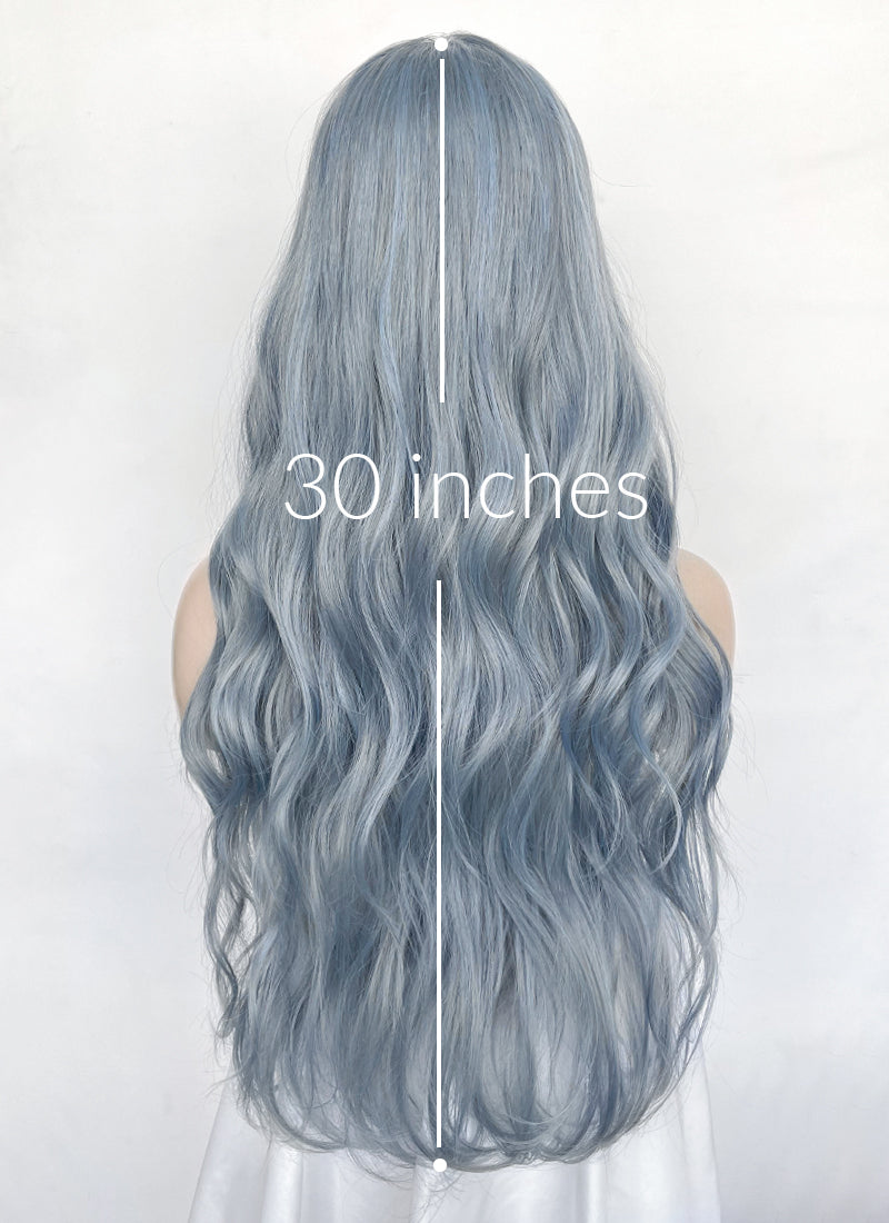 Pastel Blue Wavy Synthetic Hair Wig NS613