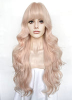 Pale Pink Wavy Synthetic Hair Wig NS616