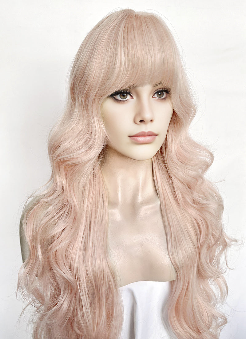 Pale Pink Wavy Synthetic Hair Wig NS616