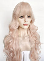 Pale Pink Wavy Synthetic Hair Wig NS616