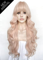 Pale Pink Wavy Synthetic Hair Wig NS616