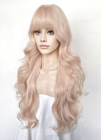 Pale Pink Wavy Synthetic Hair Wig NS616