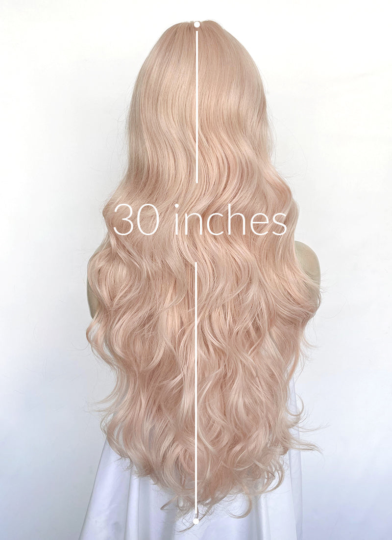 Pale Pink Wavy Synthetic Hair Wig NS616