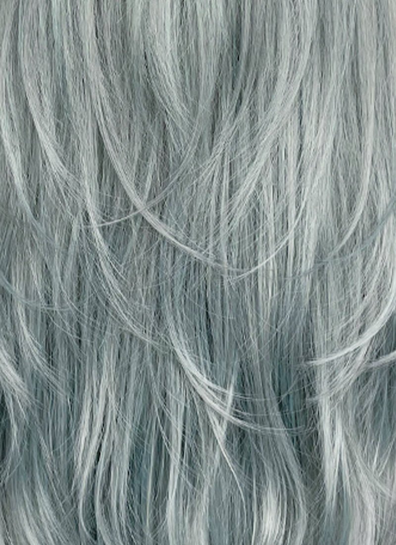 Ash Blue With Dark Roots Straight Synthetic Hair Wig NS617