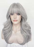 Silver Grey Wavy Synthetic Hair Wig NS619