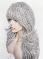 Silver Grey Wavy Synthetic Hair Wig NS619