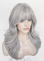 Silver Grey Wavy Synthetic Hair Wig NS619
