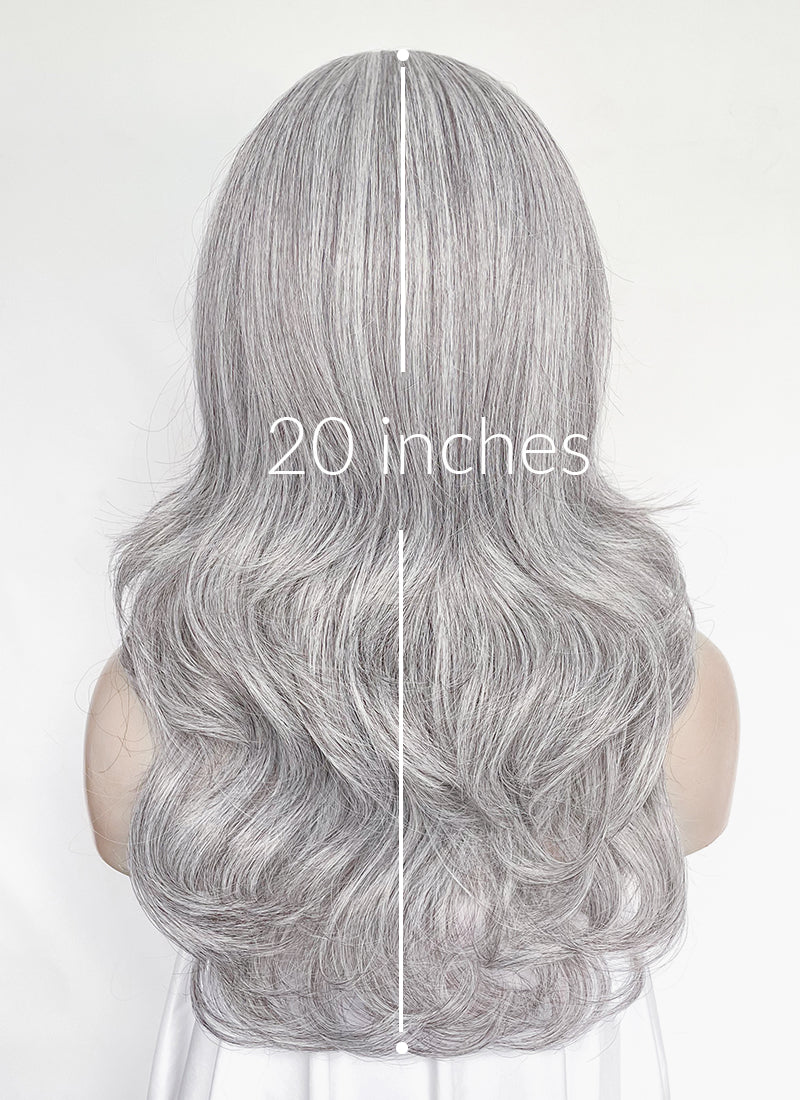 Silver Grey Wavy Synthetic Hair Wig NS619