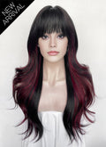 Black Mixed Red Wavy Synthetic Hair Wig NS620