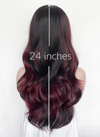 Black Mixed Red Wavy Synthetic Hair Wig NS620