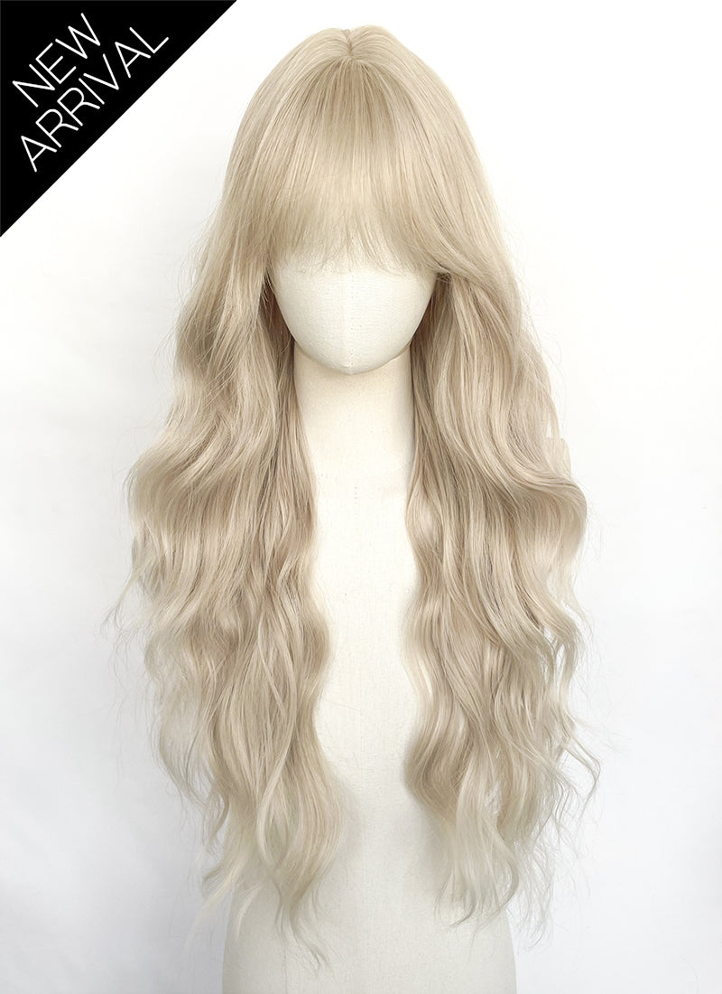 Light Ash Blonde Wavy Synthetic Hair Wig NS625