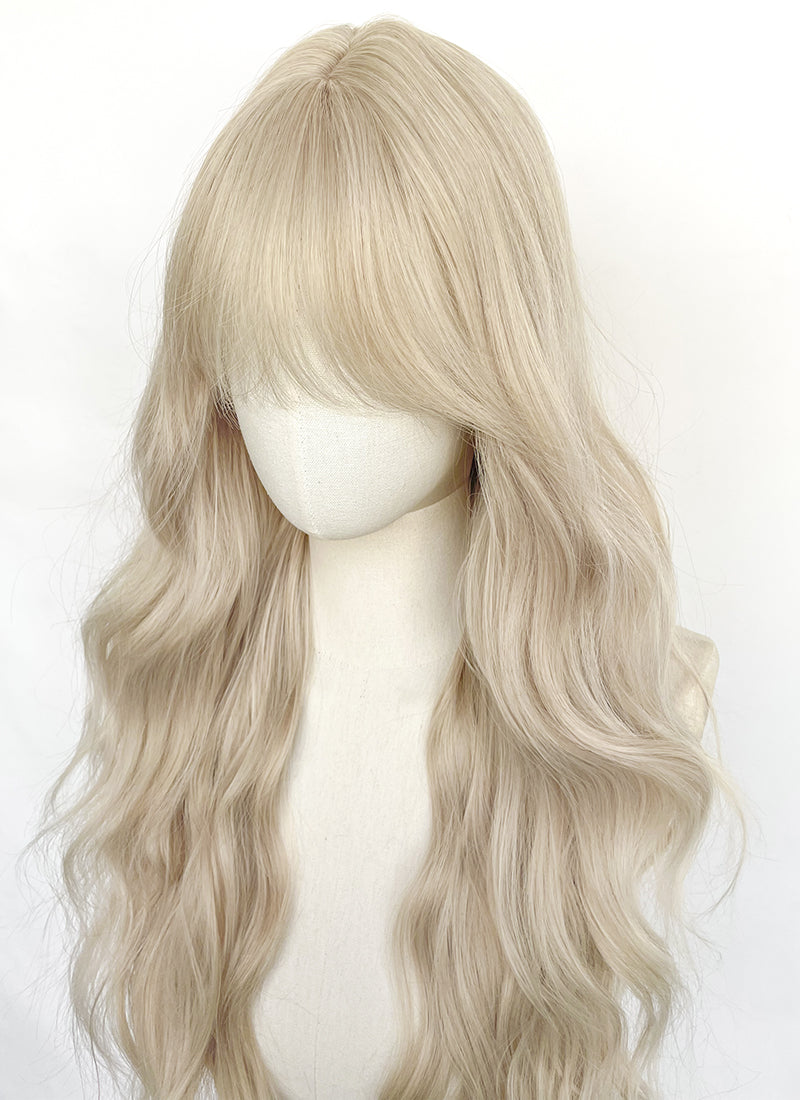 Light Ash Blonde Wavy Synthetic Hair Wig NS625