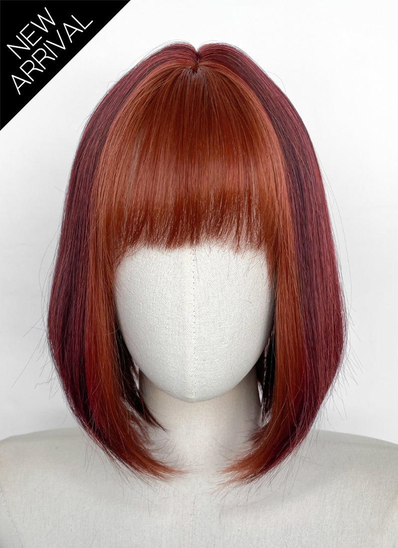 Red Mixed Auburn Straight Bob Synthetic Hair Wig NS626