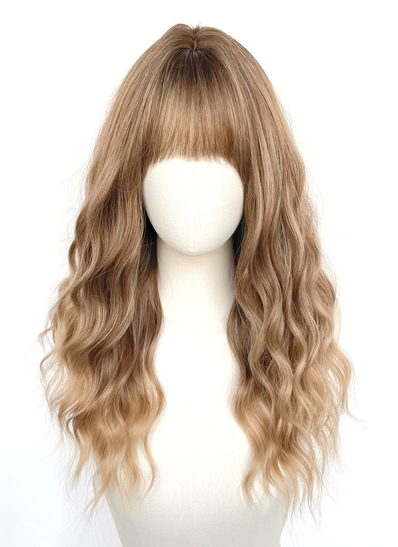 Brown Blonde Ombre Wavy Synthetic Hair Wig NS628