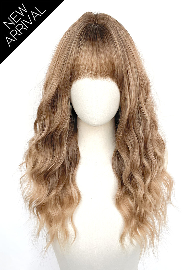 Brown Blonde Ombre Wavy Synthetic Hair Wig NS628