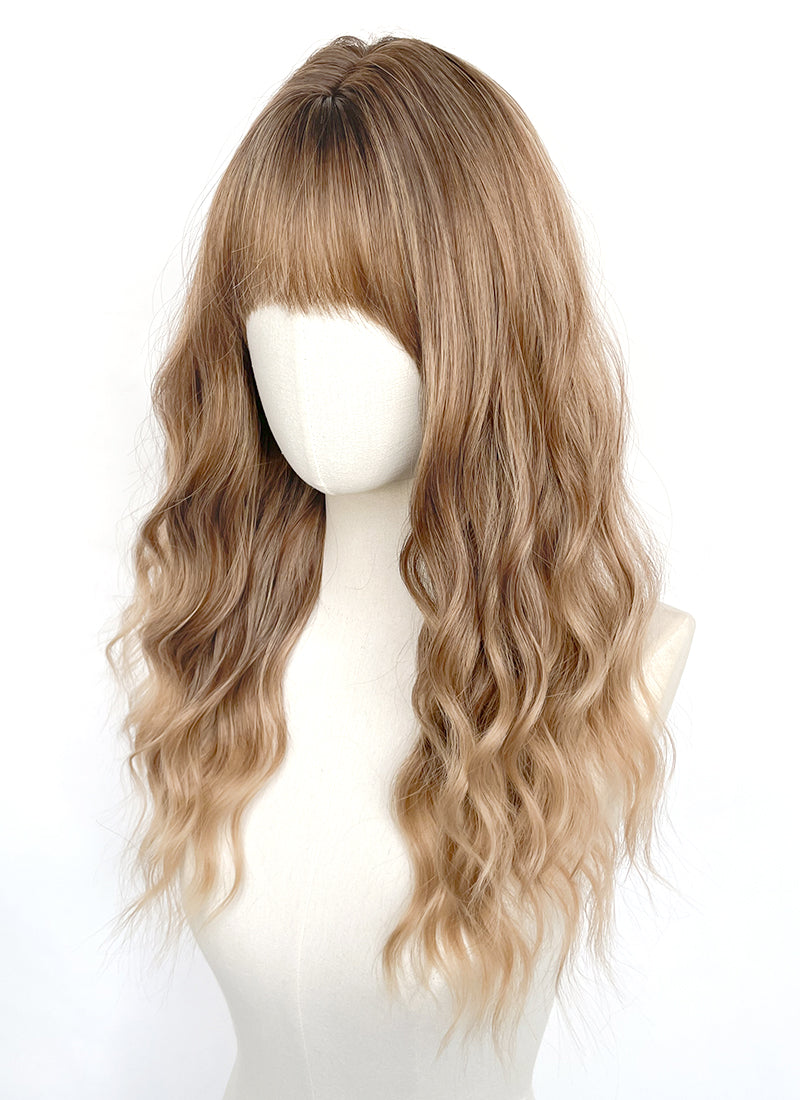 Brown Blonde Ombre Wavy Synthetic Hair Wig NS628