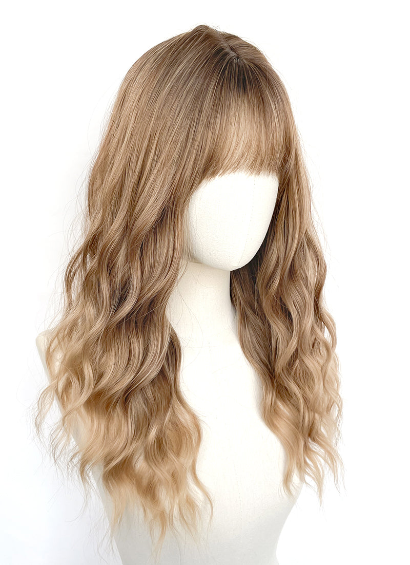 Brown Blonde Ombre Wavy Synthetic Hair Wig NS628