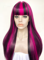 Monster High Draculaura Black Mixed Magenta Straight Synthetic Hair Wig TB1660