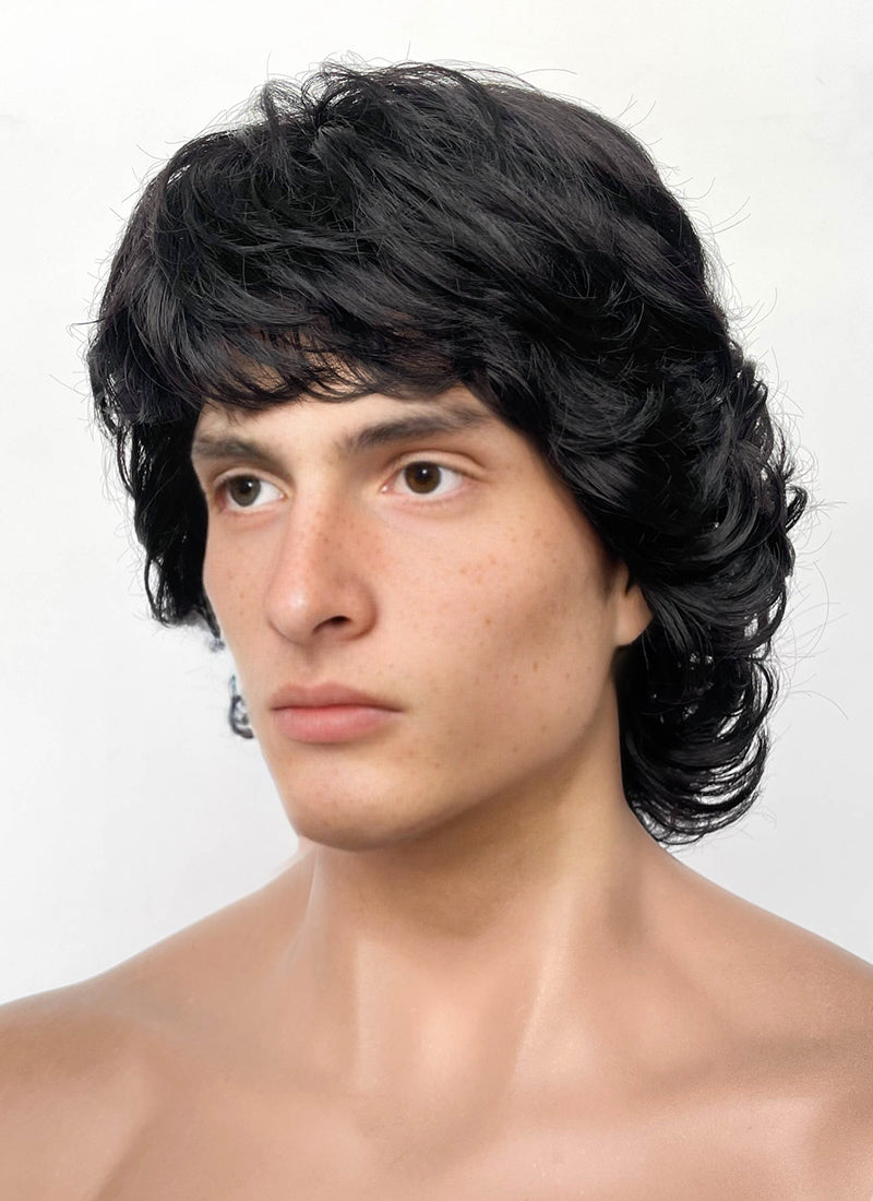 Stranger Things Mike Wheeler Black Curly Synthetic Men's Wig TB1769A