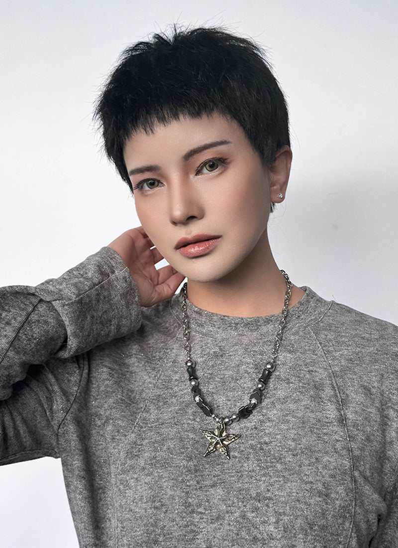 Natural Black Straight Natural Hair Wig TBH1777A