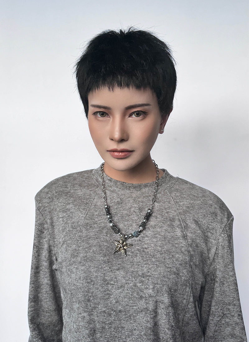 Natural Black Straight Natural Hair Wig TBH1777A