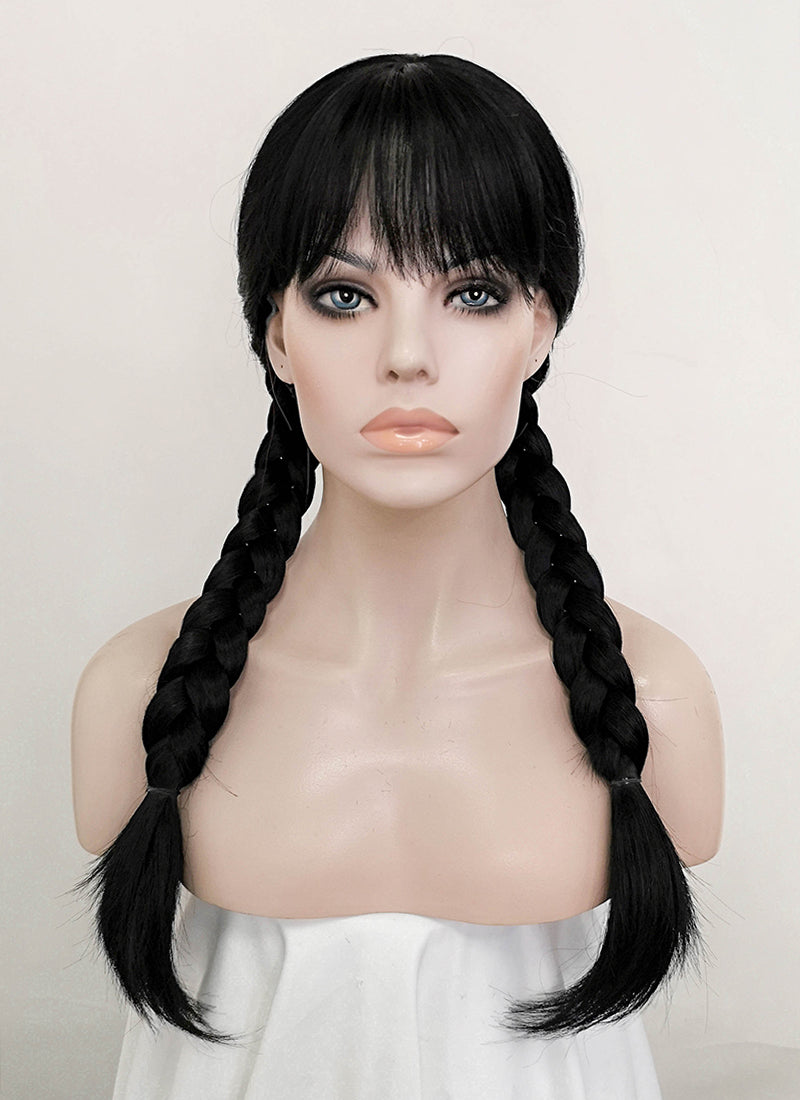 Wednesday Addams Jet Black Synthetic Wig TBZ871A